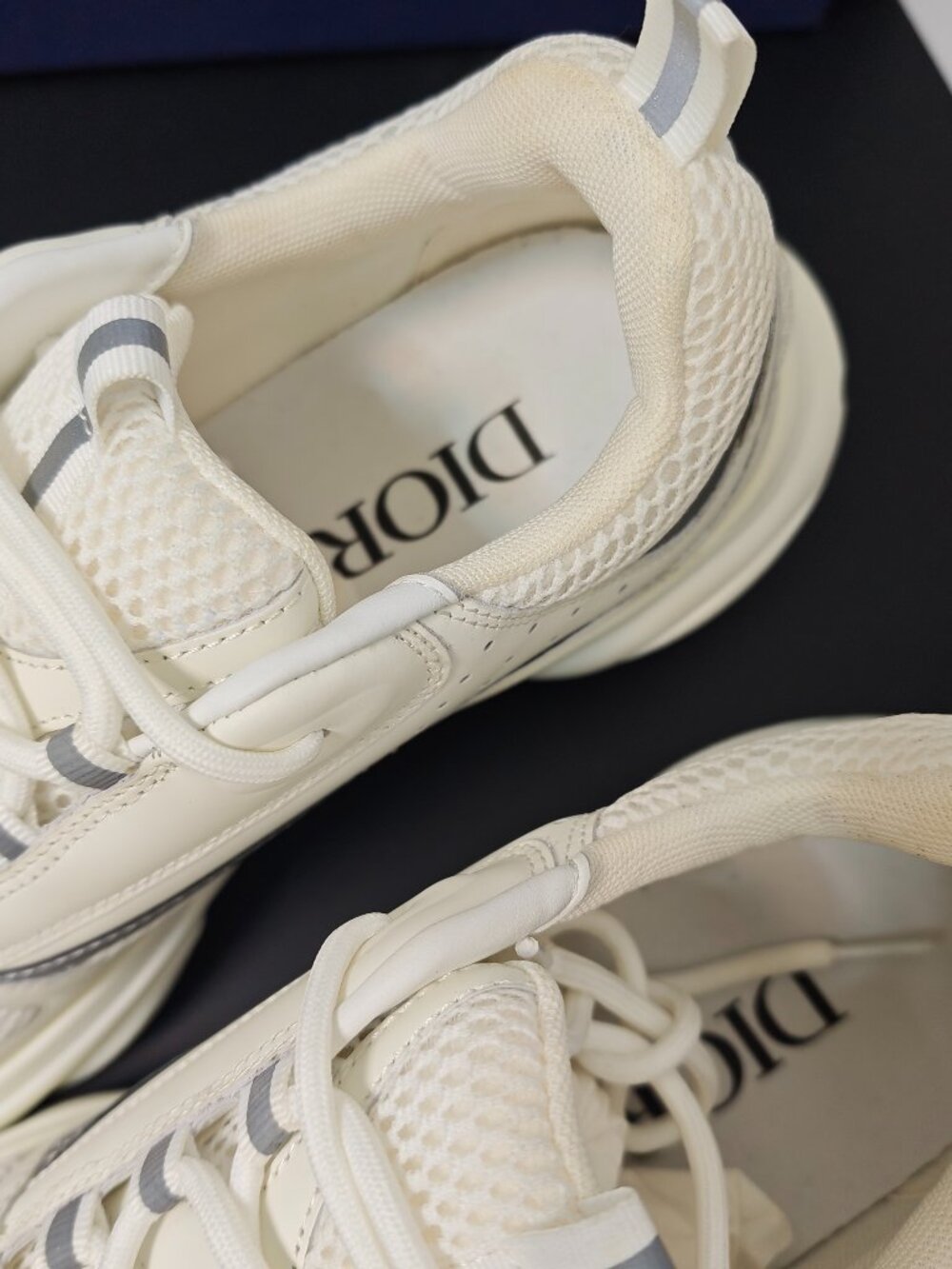 Dior B22 White Grey Mesh Leather Sneakers Men’s Size 43 Made in Italy - Picture 7 of 12